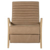 Amani Mid Century Nude Beige Leather Wood Frame Recliner Chair