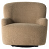 Kaden Modern Brown Upholstered Boucle Wood Frame Wingback Swivel Arm Chair