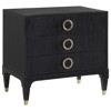 Haiden Modern Classic Black Onyx Steel 3 Drawer Nightstand