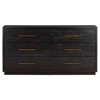 Dorwin Industrial Loft Espresso Brown Acacia Wood 6 Drawer Dresser