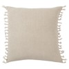 Effie Coastal Light Grey Linen Tassel Throw Pillow - 20x20