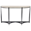 Brooks French Country Beige Stone Black Twisted Steel Demilune Console Table