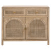 Lulu Coastal Beach Grey Oak Wood Woven Cane Panel 2 Drawer 2 Door Media Cabinet - 39"W