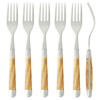 Forge de Laguiole Rustic Lodge Stainless Steel Olive Wood Handle 6 Piece Fork Set