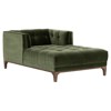 Allen Mid Century Green Velvet Brown Wood Frame Button Tufted Chaise Lounge