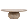 Leonardo Coastal Beach Light Brown Reclaimed Pine Wood Round Coffee Table