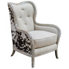 Kendra Rustic Lodge Faux Cow Hide Velvet Linen Wing Chair