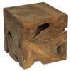 Bert Rustic Lodge Teak Wood Cube Side Table