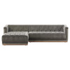Emmy Rustic Grey Upholstered Velvet Sectional - Left Arm Facing - 109"W x 62"D