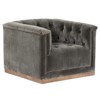 Emmy Rustic Lodge Grey Velvet Tufted Nailhead Trim Swivel Club Chair
