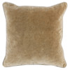 Karen Mid Century Modern Natural Piping Beige Velvet Throw Pillow - 18x18