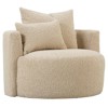 Lyzander Modern Classic Beige Upholstered Shearling Swivel Living Room Barrel Chair