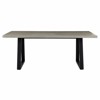 Maceo Modern Classic Grey Stone Top Black Iron Base Outdoor Dining Table - 78.75"W