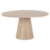 Gohan Rustic Lodge Light Brown Oak Wood Round Pedestal Dining Table - 54"W