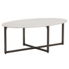 Linton Industrial Loft White Marble Top Stainless Steel Oval Coffee Table