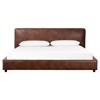 Linus Rustic Lodge Brown Upholstered Faux Leather Platform Bed - King