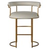 Mack Mid Century White Upholstered Leather Curved Back Brass Iron Counter Stool