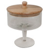 Rebecca Mid Century Modern Brown Mango Wood Clear Glass Decorative Jar - Small