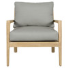 Anwar Rustic Lodge Grey Cushion Brown Acacia Wood Outdoor Arm Lounge Chair