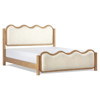 Stella Modern Natural Oak Wood Frame Cream Boucle Upholstered Wavy Bed - Queen
