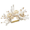 Coral Coastal White Beads Natural Wood Napkin Ring - Set of 4