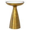 Lupe Industrial Loft Ash Glass Top Gold Aluminum Pedestal Round Side End Table