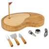 Kairos Modern Classic Brown Bamboo Golf Cheese Cutting Board and Tools Set