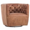 Harper Rustic Lodge Brown Leather Tufted Swivel Barrel Chair