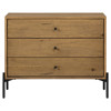 Alina Rustic Lodge Brown Wood Dark Grey Iron 3 Drawer Wide Nightstand