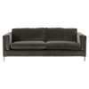 Nicholas Modern Classic Dark Grey Upholstered Velvet Brass Aluminum Sofa - 84"W