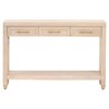 Stacy Modern Light Brown Oak Brass Steel 3 Drawer Rectangular Console Table