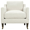Madeline French Cream Performance Chocolate Wood Brass Caster Arm Chair