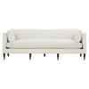 Madeline French Cream Performance Brown Wood Brass Casters Sofa - 90"W