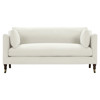 Madeline French Cream Performance Brown Wood Brass Casters Sofa - 71"W