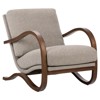 Paxton Mid Century Modern Grey Upholstered Brown Wood Frame Accent Arm Chair