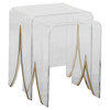 Magnolia Modern Lucite Waterfall Brass Nesting Table - Pair