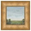 Breezy French Country Blue Sky Green Landscape Brown Frame Painting - 16x16