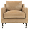Madeline French Country Butterscoth Brown Upholstered Leather Casters Arm Chair
