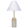 Tai Modern Classic White Alabaster Linen Shade Buffet Table Lamp