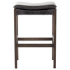 Elena Rustic Lodge Black Upholstered Leather Dark Brown Oak Wood Bar Stool
