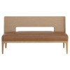 Luther Cognac Faux Leather Woven Rope Back Natural Oak Bench