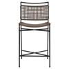 Burton Coastal Beach Brown Woven Rope Black Iron Outdoor Counter Stool