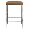 Geraldine Industrial Loft Tan Upholstered Leather Bronze Iron Counter Stool