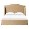 Maddie Modern Beige Upholstered Linen Slipcovered Wingback Bed - King