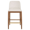 Quest Coastal Beach Beige Performance Brown Teak Wood Counter Stool
