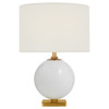 Visual Comfort Elsie White Linen Shade Cream Ceramic Cordless Table Lamp - 12"