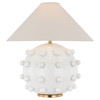 Visual Comfort Linden Modern Classic Plaster White Linen Shade Orb Table Lamp