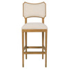 Powers French Cream Stripe Auden Brown Wood Bar Stool