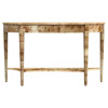 Estrella French Country Light Burl Demilune Console Table