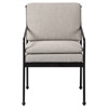 Gretchen French Country Grey Upholstered Black Aluminum Outdoor Dining Arm Chair